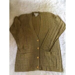 Outlander Studio Gold Cardigan Sweater Size M Metallic Formal Date Night Fancy